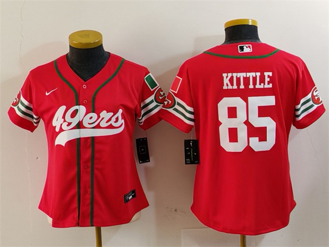 Women's San Francisco 49ers #85 George Kittle Red Mexico With Patch Cool Base Stitched Baseball Jersey(Run Small) Women's San Francisco 49ers #85 George Kittle Red Mexico With Patch Cool Base Stitched Baseball Jersey(Run Small)